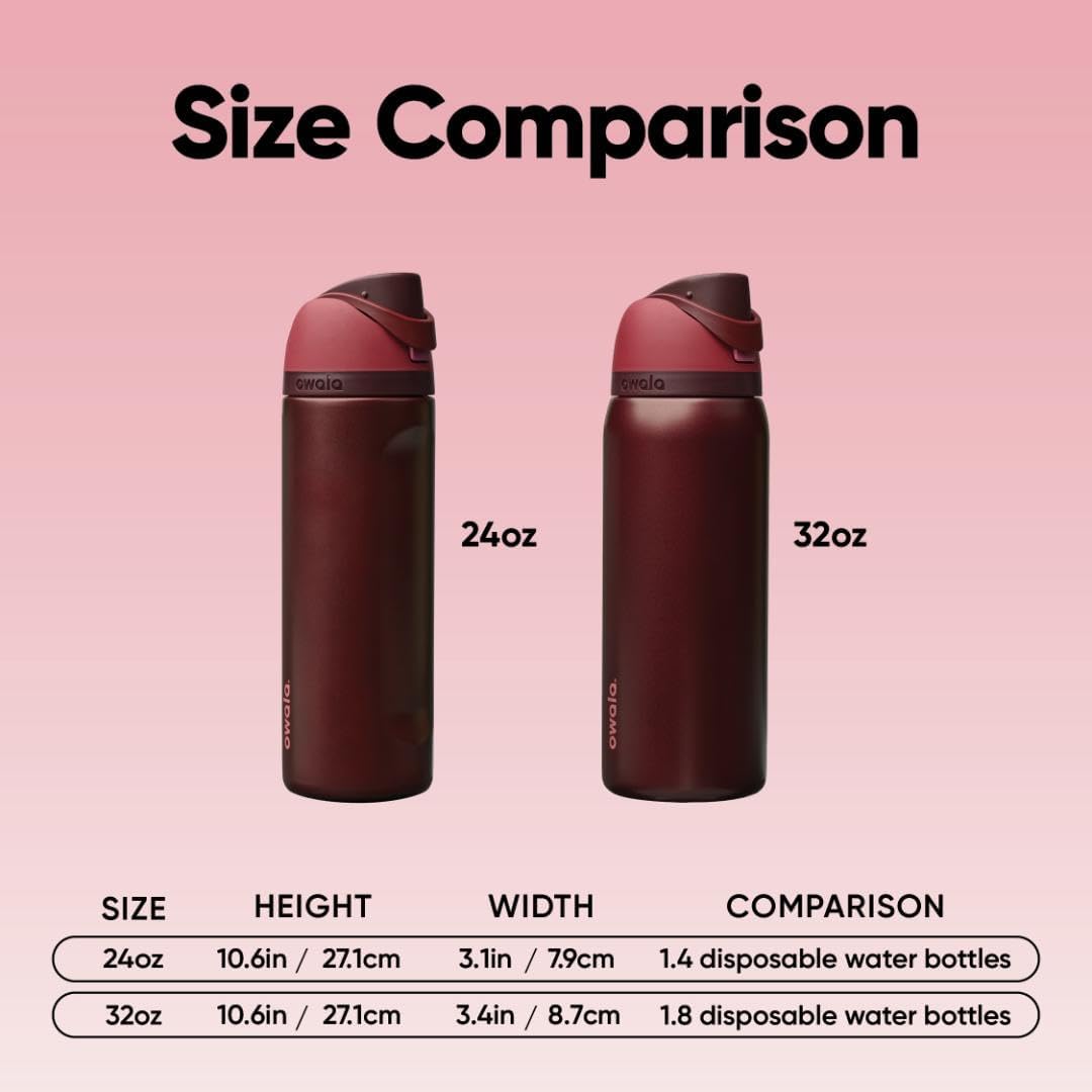 Owala FreeSip Insulated Stainless Steel Water Bottle with Straw, BPA-Free Sports Water Bottle, Great for Travel, 24 Oz, Denim
