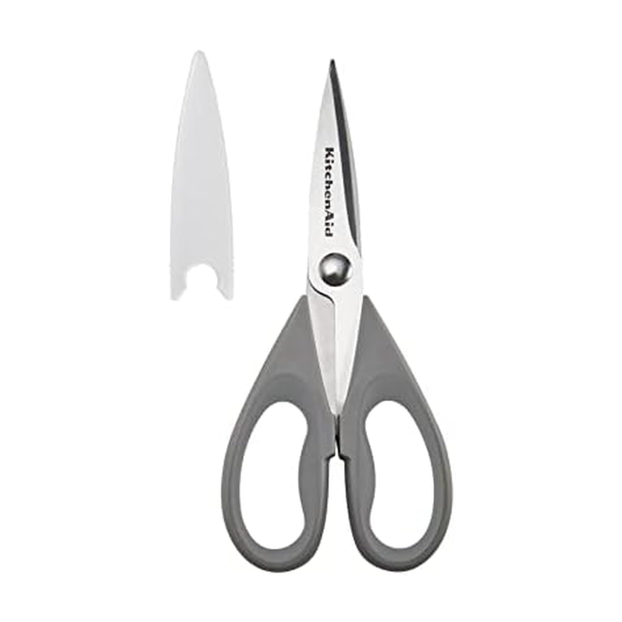 KitchenAid All Purpose Kitchen Shears with Protective Sheath Durable Stainless Steel Scissors, Dishwasher Safe, Soft Grip Comfort Handle, 8.72 Inch, Black