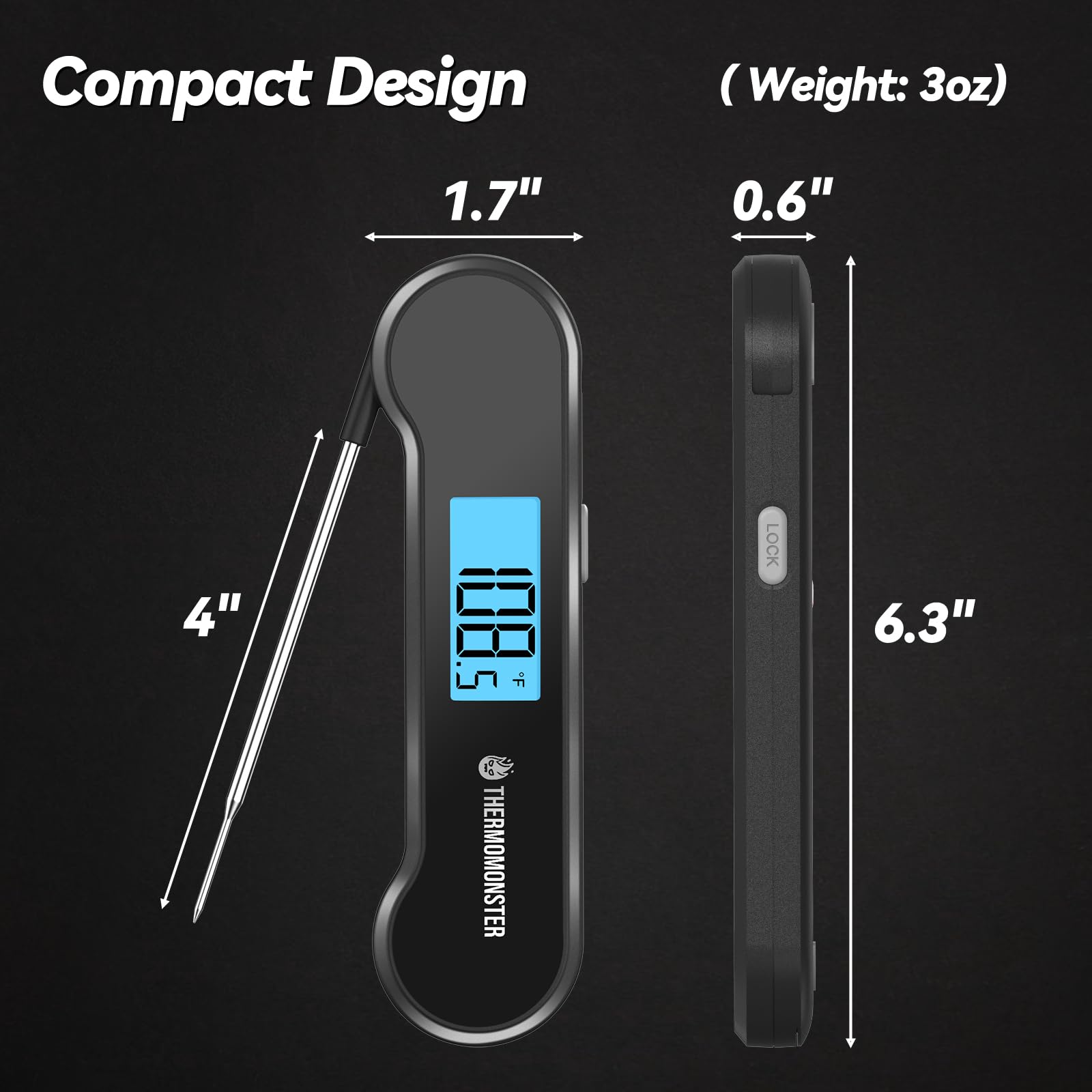 0.5 Sec Instant Read Meat Thermometer Digital with ±0.5℉ Precision, Food Thermometer for Cooking Kitchen Gadgets, Oven Grill Candy BBQ Essentials Accessories, Gifts for Him Dad Men Birthday, Red