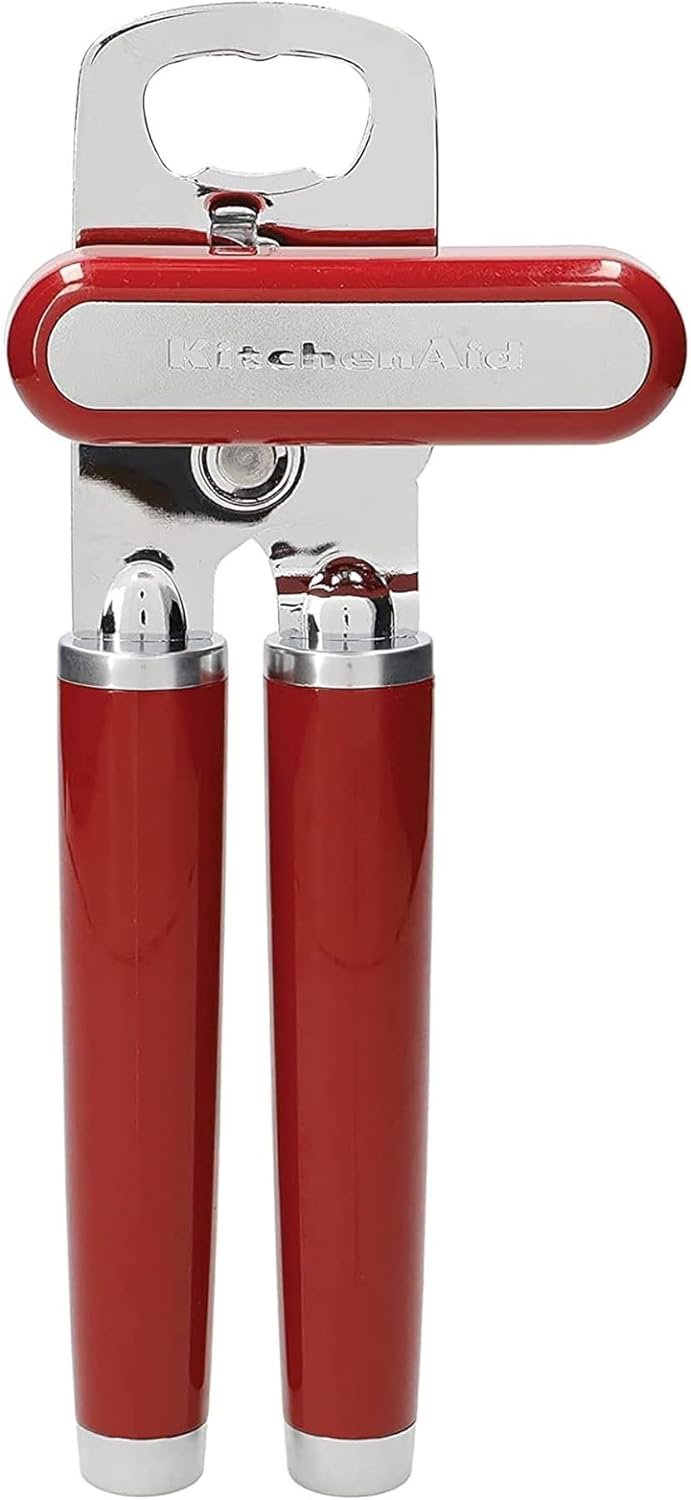 KitchenAid Classic Multifunction Can Opener and Bottle Opener Easy to Use, Razor Sharp Stainless Steel Cutting Wheel, Soft Ergonomic Handles, Black