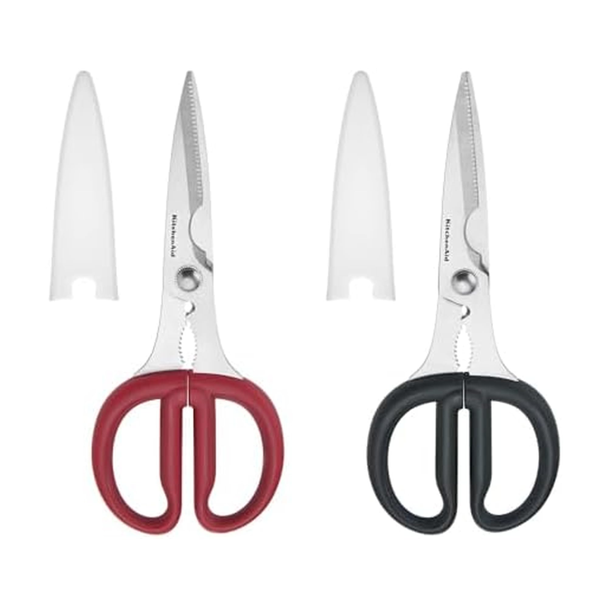 KitchenAid All Purpose Kitchen Shears with Protective Sheath Durable Stainless Steel Scissors, Dishwasher Safe, Soft Grip Comfort Handle, 8.72 Inch, Black