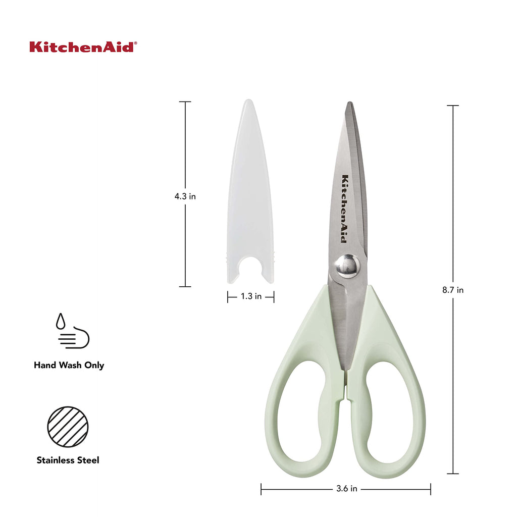 KitchenAid All Purpose Kitchen Shears with Protective Sheath Durable Stainless Steel Scissors, Dishwasher Safe, Soft Grip Comfort Handle, 8.72 Inch, Black