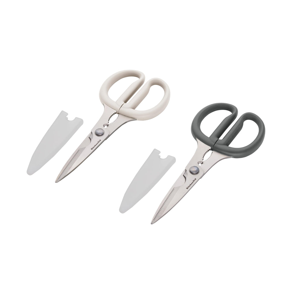 KitchenAid All Purpose Kitchen Shears with Protective Sheath Durable Stainless Steel Scissors, Dishwasher Safe, Soft Grip Comfort Handle, 8.72 Inch, Black
