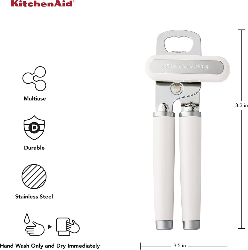 KitchenAid Classic Multifunction Can Opener and Bottle Opener Easy to Use, Razor Sharp Stainless Steel Cutting Wheel, Soft Ergonomic Handles, Black