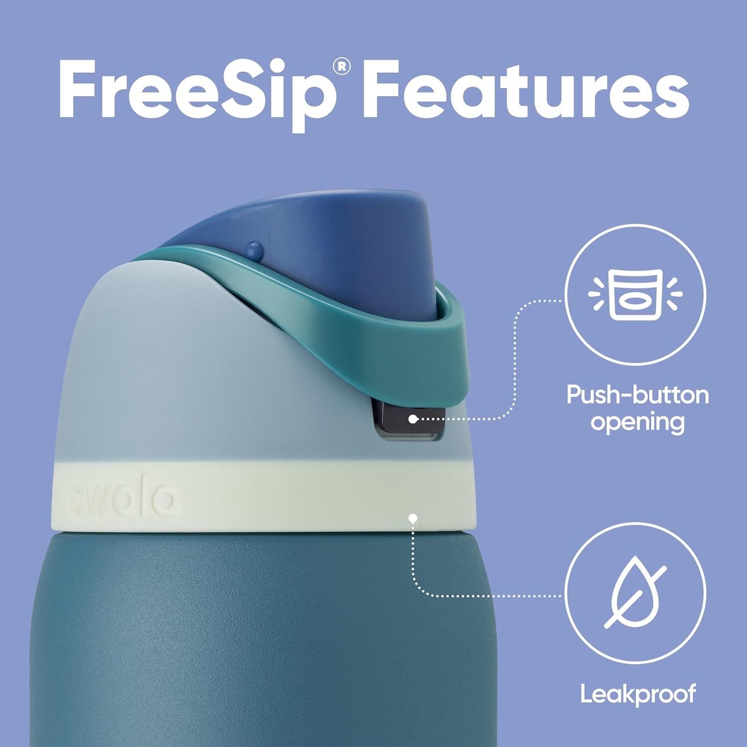 Owala FreeSip Insulated Stainless Steel Water Bottle with Straw, BPA-Free Sports Water Bottle, Great for Travel, 24 Oz, Denim