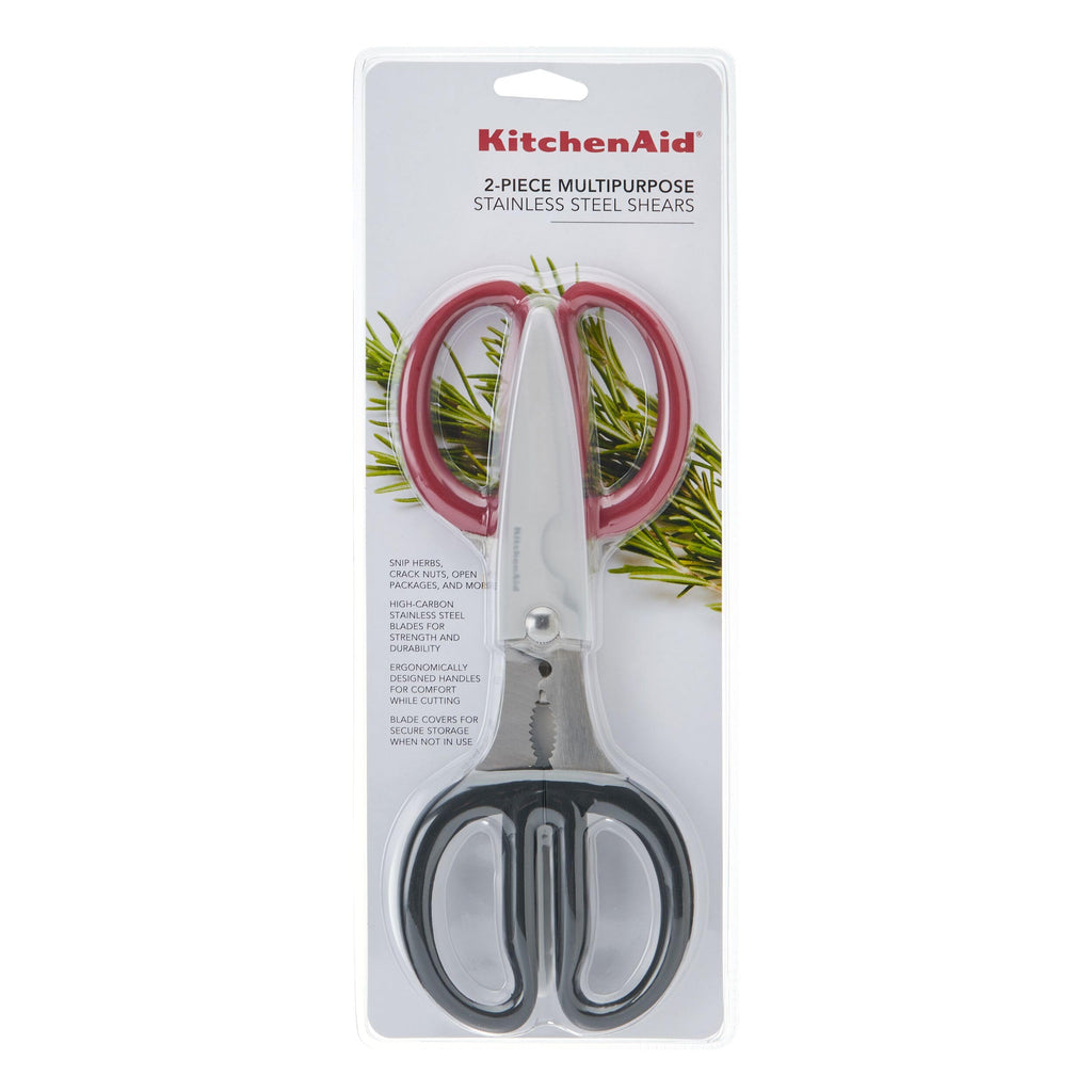 KitchenAid All Purpose Kitchen Shears with Protective Sheath Durable Stainless Steel Scissors, Dishwasher Safe, Soft Grip Comfort Handle, 8.72 Inch, Black
