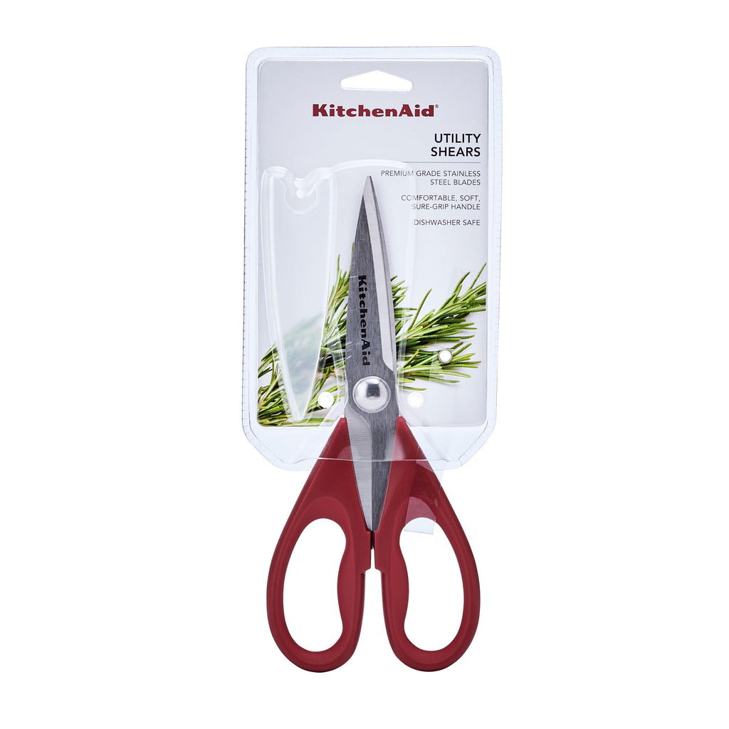 KitchenAid All Purpose Kitchen Shears with Protective Sheath Durable Stainless Steel Scissors, Dishwasher Safe, Soft Grip Comfort Handle, 8.72 Inch, Black