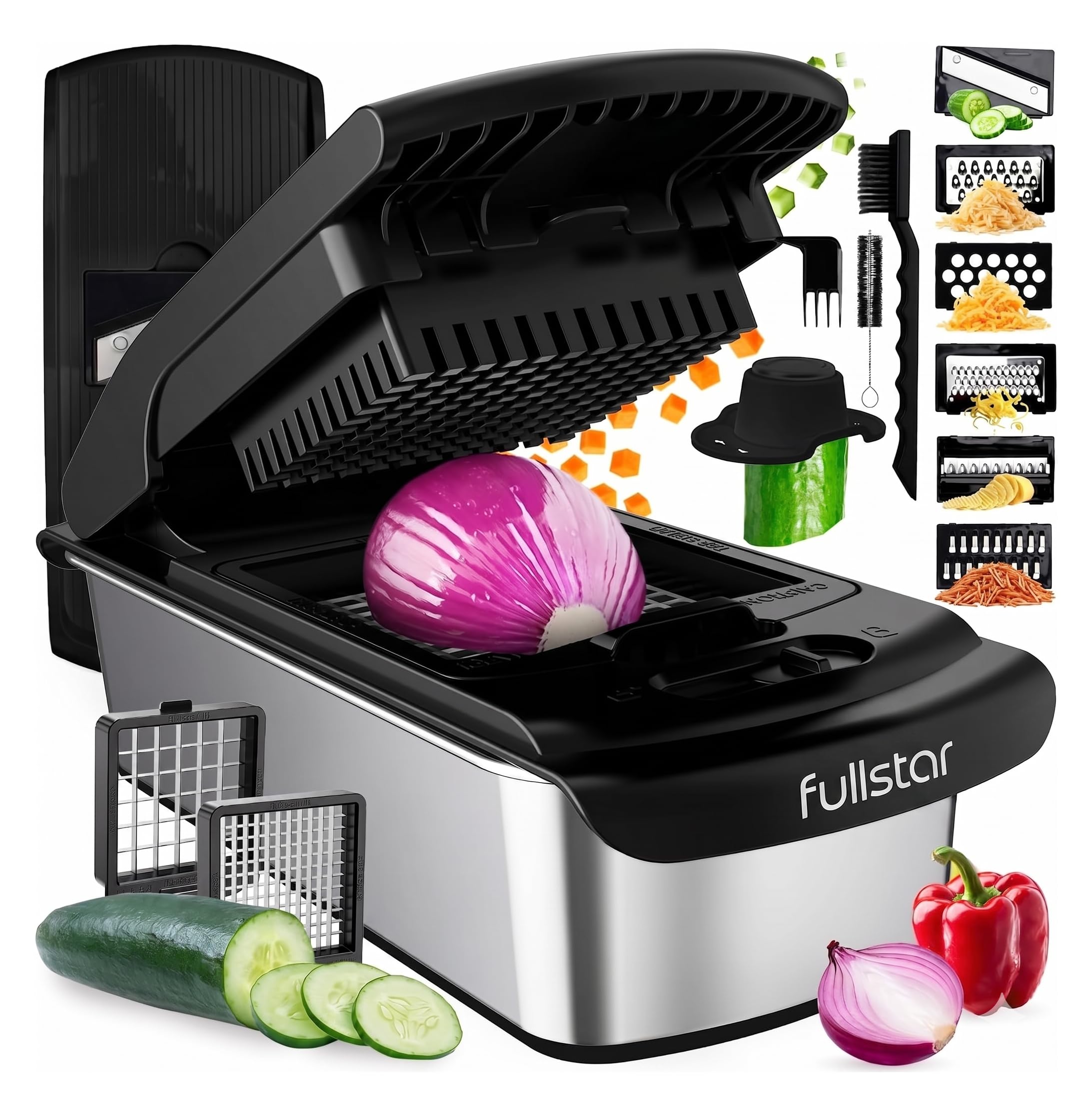 Fullstar The Original Pro Chopper - Vegetable Chopper and Spiralizer, Food Chopper with Container, Fruit Slicer, Kitchen Gadgets & Gifts, Home Essentials (4 in 1, White)