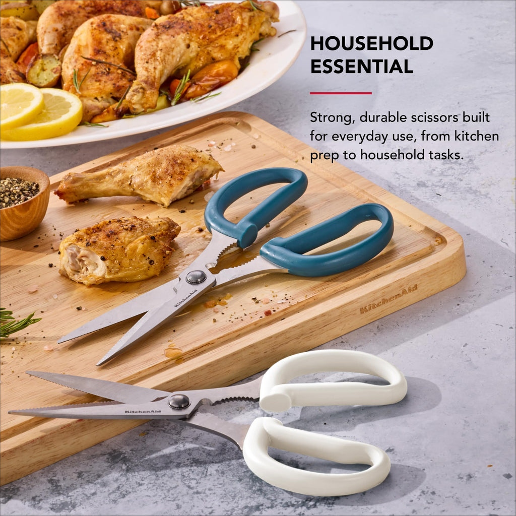 KitchenAid All Purpose Kitchen Shears with Protective Sheath Durable Stainless Steel Scissors, Dishwasher Safe, Soft Grip Comfort Handle, 8.72 Inch, Black
