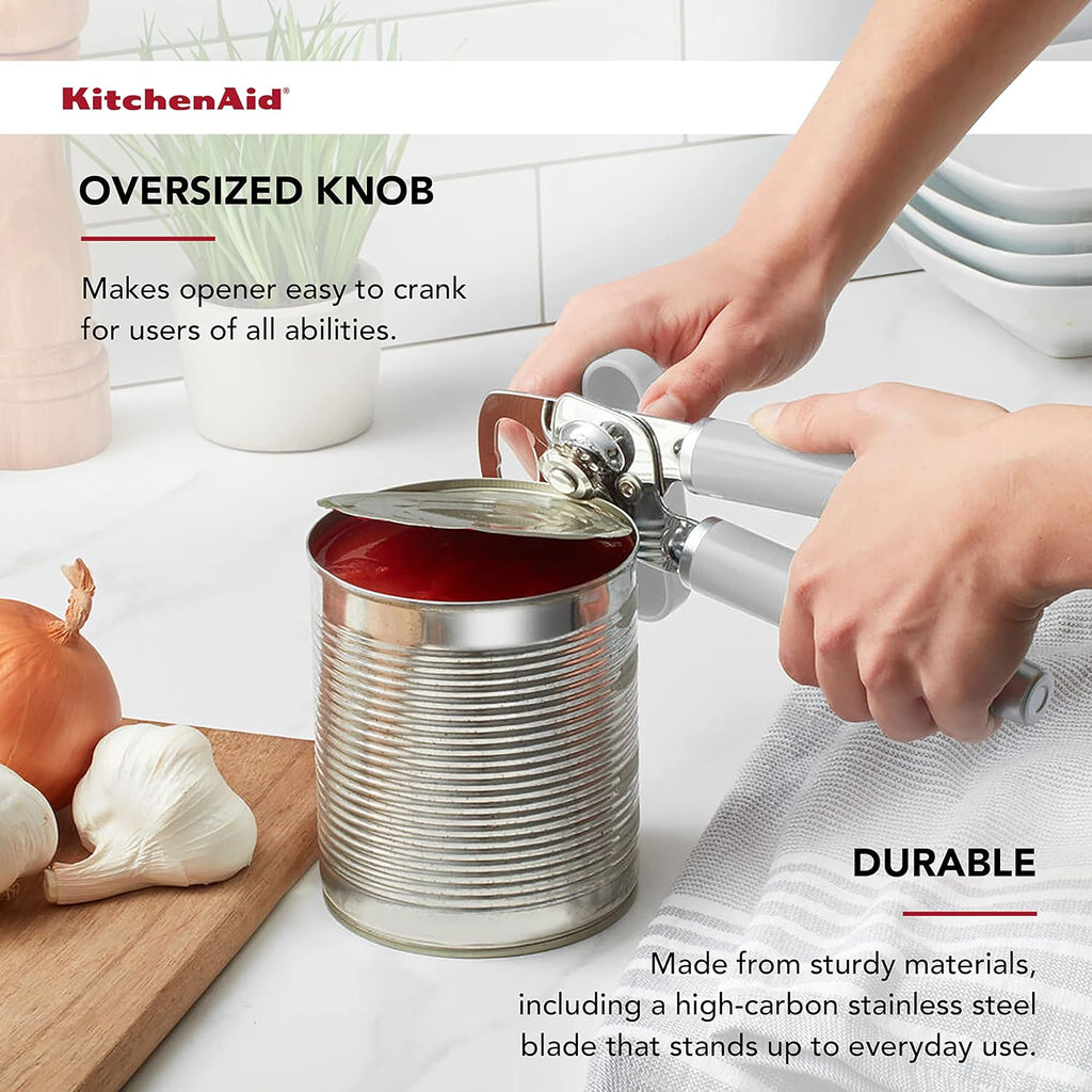 KitchenAid Classic Multifunction Can Opener and Bottle Opener Easy to Use, Razor Sharp Stainless Steel Cutting Wheel, Soft Ergonomic Handles, Black
