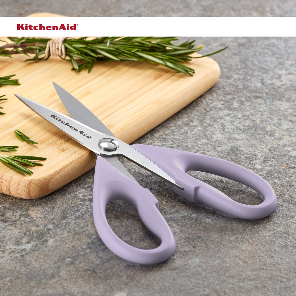 KitchenAid All Purpose Kitchen Shears with Protective Sheath Durable Stainless Steel Scissors, Dishwasher Safe, Soft Grip Comfort Handle, 8.72 Inch, Black