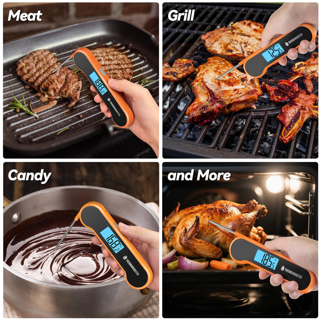 0.5 Sec Instant Read Meat Thermometer Digital with ±0.5℉ Precision, Food Thermometer for Cooking Kitchen Gadgets, Oven Grill Candy BBQ Essentials Accessories, Gifts for Him Dad Men Birthday, Red