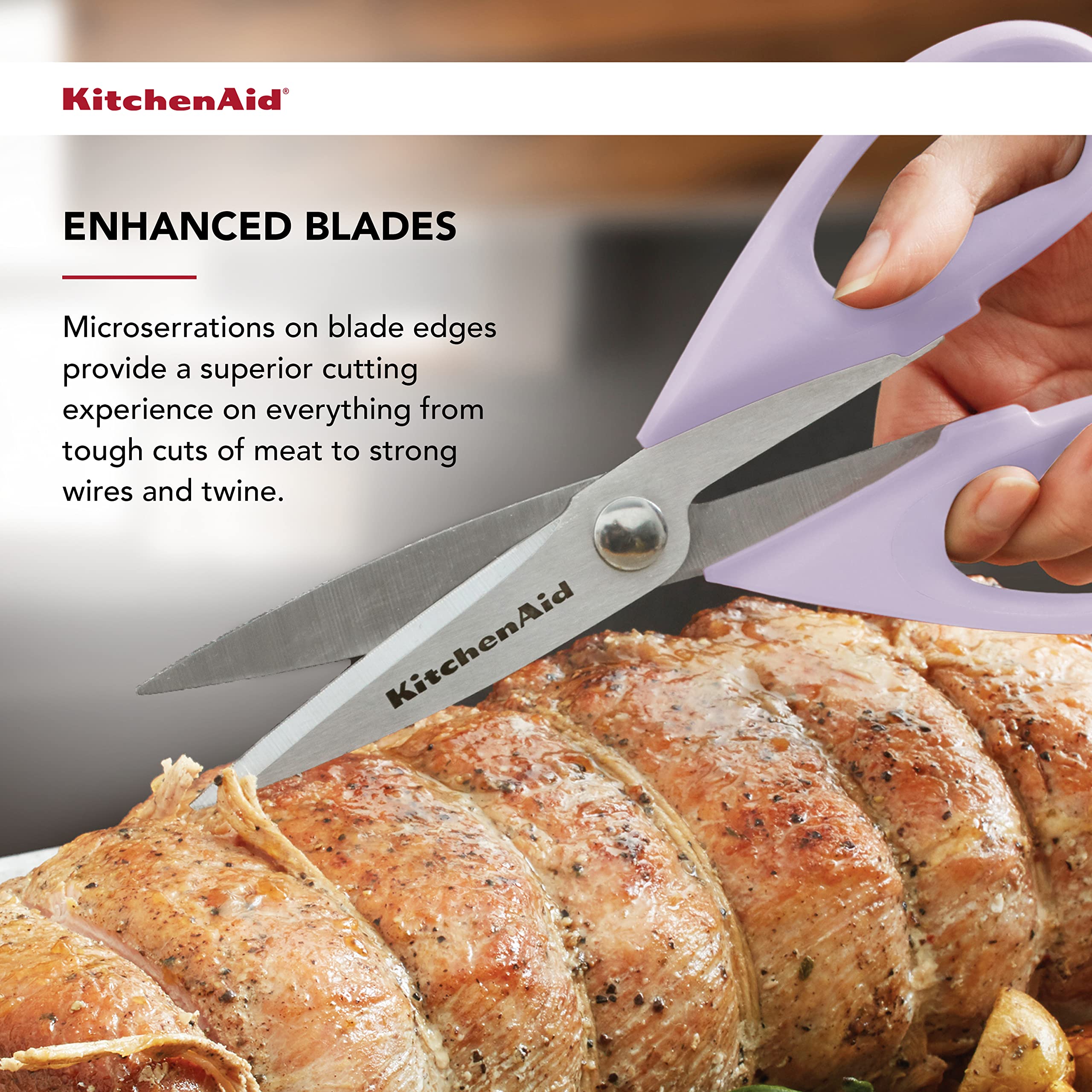 KitchenAid All Purpose Kitchen Shears with Protective Sheath Durable Stainless Steel Scissors, Dishwasher Safe, Soft Grip Comfort Handle, 8.72 Inch, Black